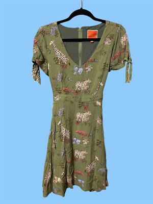 Modcloth Ideal Discovery Safari Print Swing Dress Green Medium | eBay