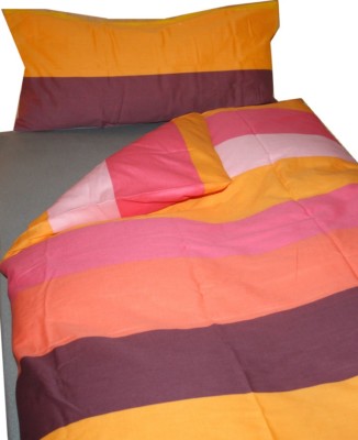 4-tlg. BETTWÄSCHE bordeaux-pink-gelb-orange 40x80 + 135x200 POLY-COTTON NEU