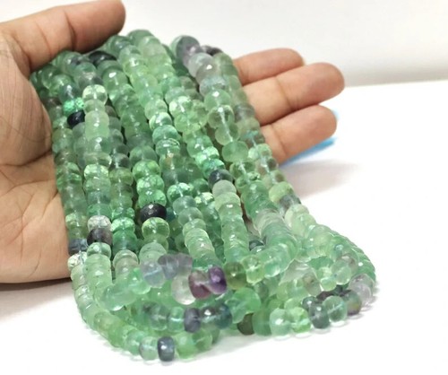 Natural Multi color Fluorite Faceted Rondelle Beads, AAA Quality 16" Fluorite - Picture 5 of 9