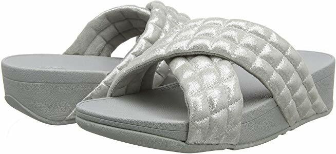 FITFLOP SIZE UK 3 - 9 LULU PADDED SHIMMY SLIDE SUEDE SILVER SANDALS FLIP  FLOPS | eBay UK