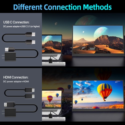UPERFECT 17,3" Monitor gamingowy Przenośny monitor 144Hz FHD HDMI USB C Monitor - Zdjęcie 10 z 10