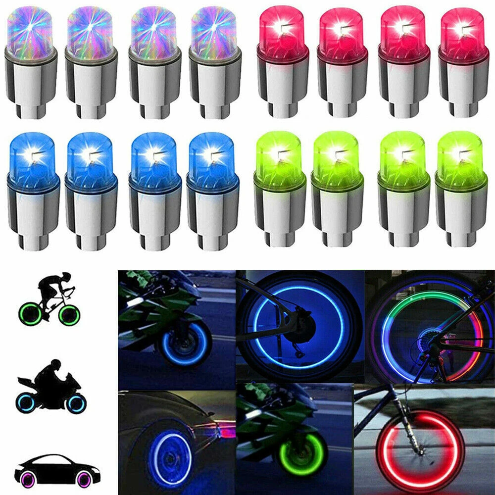 4/8x LED Rad Reifen Reifen Ventilkappen Blau Neonlicht für Auto Motorrad  Fahrrad