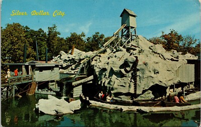 Branson MO Silver Dollar City Flooded Mine Ride Amusement Park Postcard Vintage