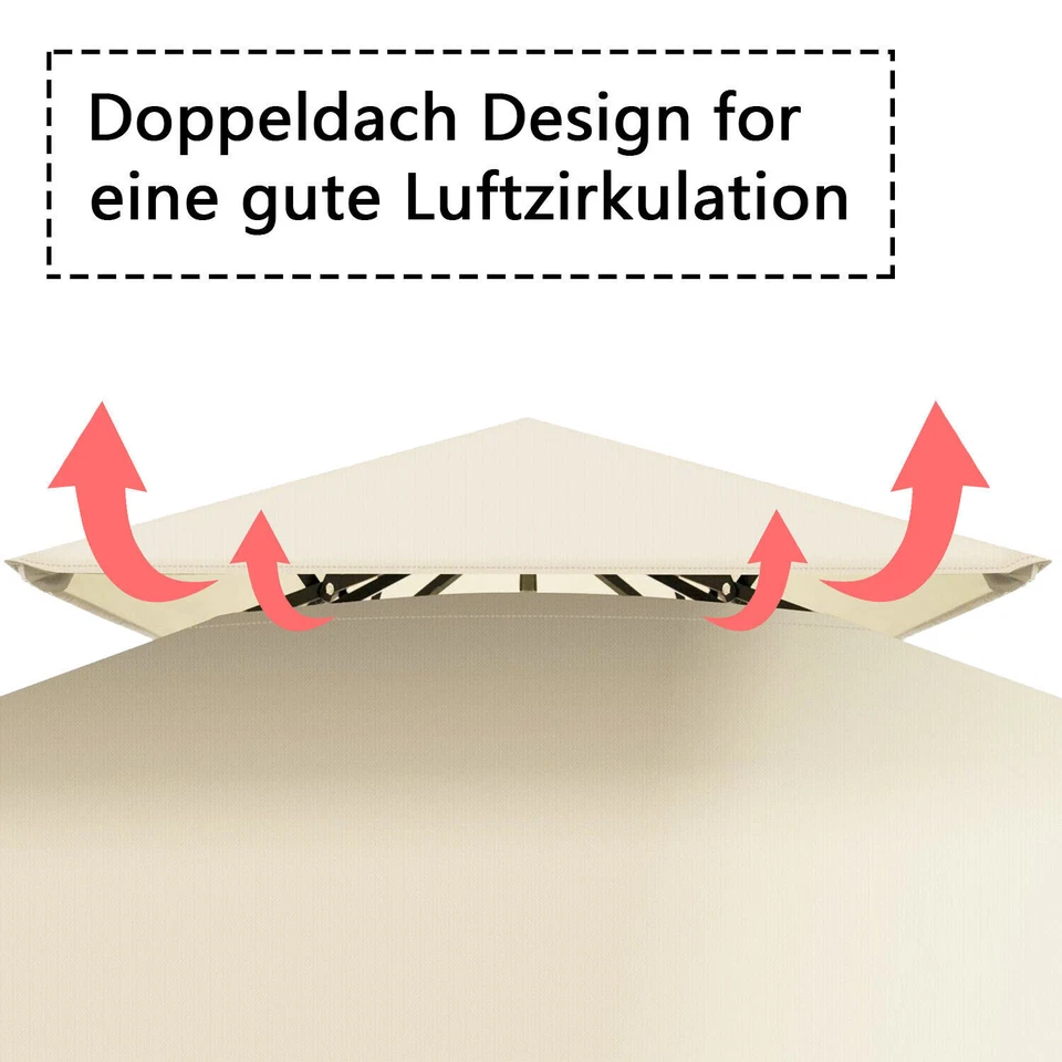 3X3M Canopy Top 2-Tier Gazebo Replacement Roof Cover Shelter BBQ Tent Garden UK - Image 4 of 4