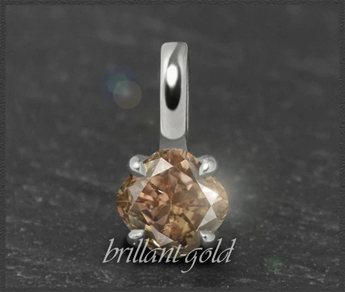 Diamond 585 Gold Ladies Pendant with 0.42 ct, Cognac Champagne, VS; Glider NEW