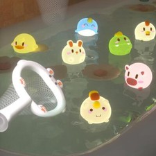 LED Light Up Baby Animal Bath Toy, Floating Rubber Duck, Luminous Water Play Gif