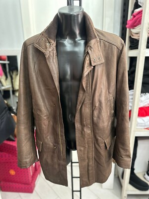Conbipel Genuine Leather Jacket Men's Size 52 Brown LLV1194