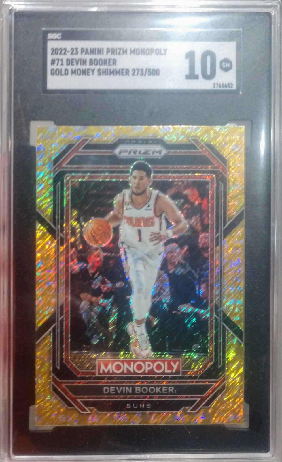 2022-23 Panini Prizm Monopoly #71 Devin Booker Gold Money Shimmer 273/500