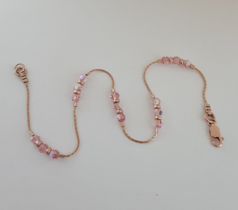 Pink & Rose Gold Anklet made with Swarovski & 14k Rose Gold Filled — free download