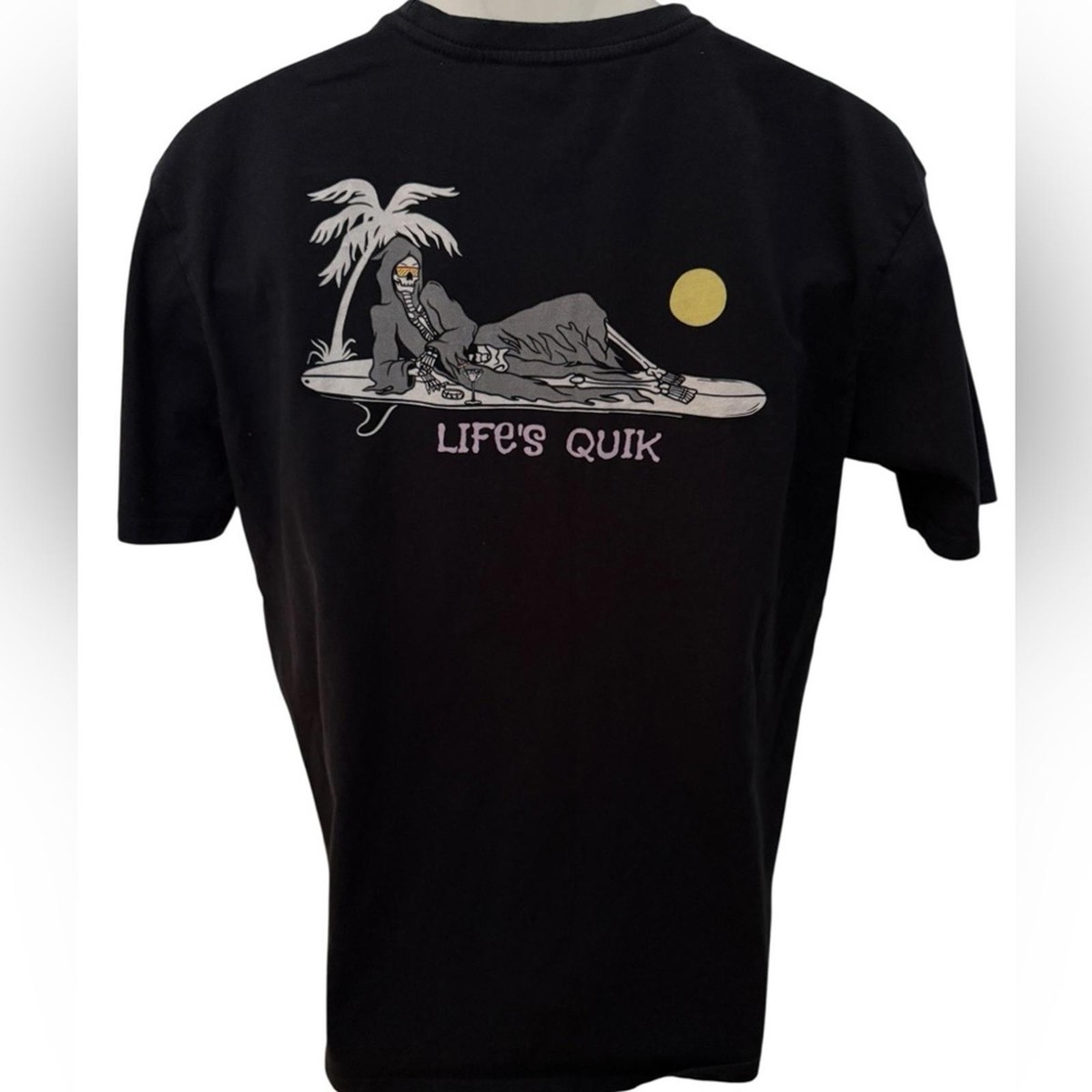QUIKSILVER “Life’s Quik” Skeleton Tee Shirt Regular Fit Men L Large
