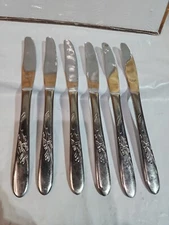 Utica UT19 Stainless Glossy Floral 6 Table Butter Knife Knives Japan Flatware 