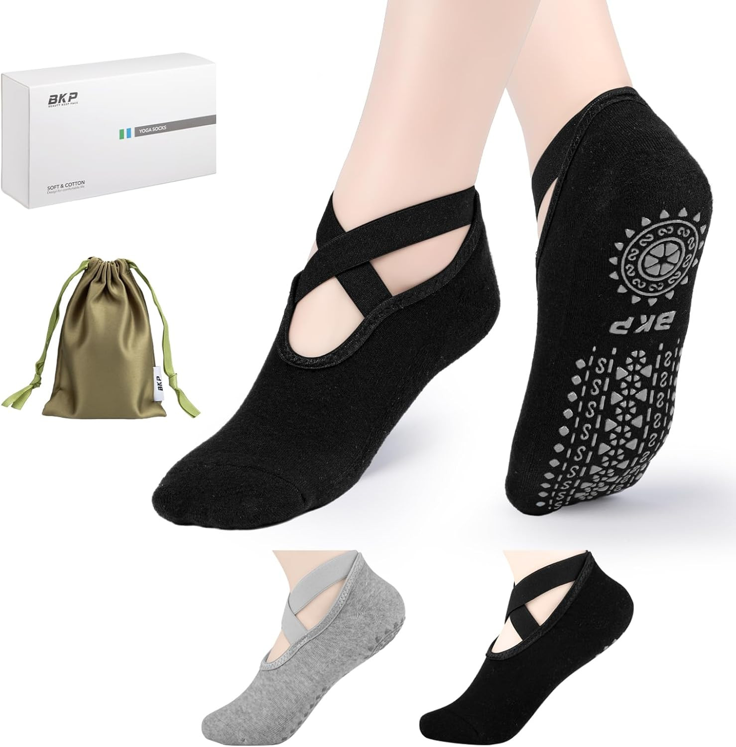 Calcetines de yoga para mujer, calcetines de pilates antideslizantes adecuados para ballet, plasticidad,