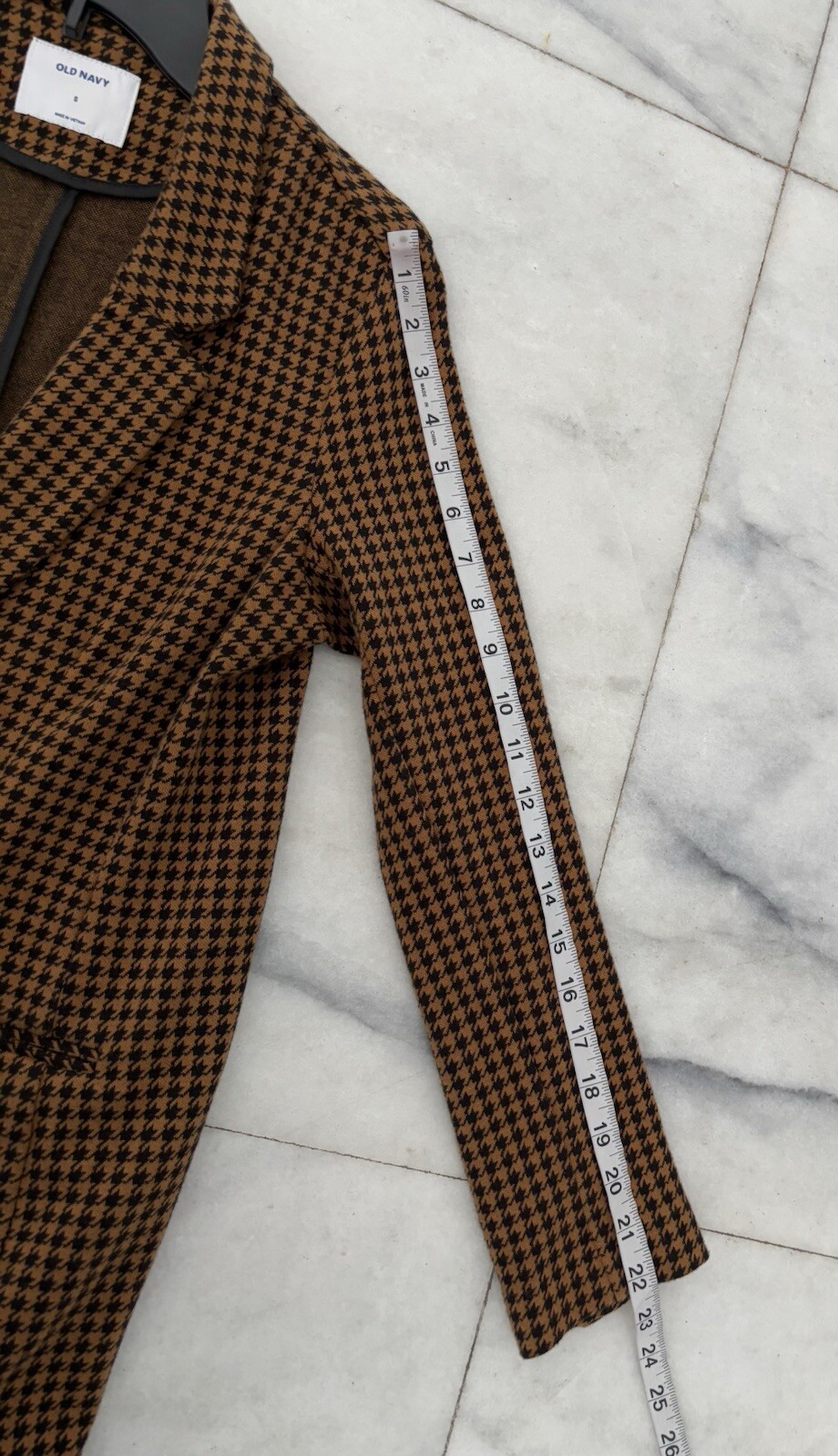 Old Navy Blazer Houndstooth Brown Black One Button Womens S Office Career Casual