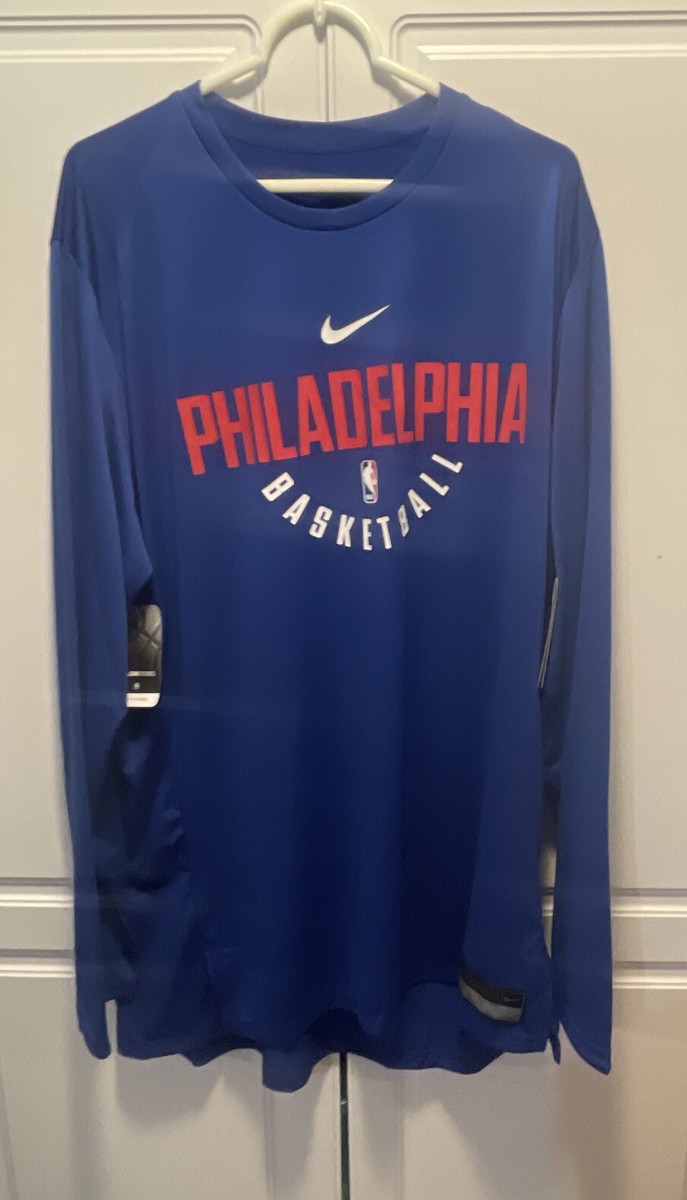 Philadelphia 76ers Sixers Shooting Shirt Blue Nike Dri-Fit