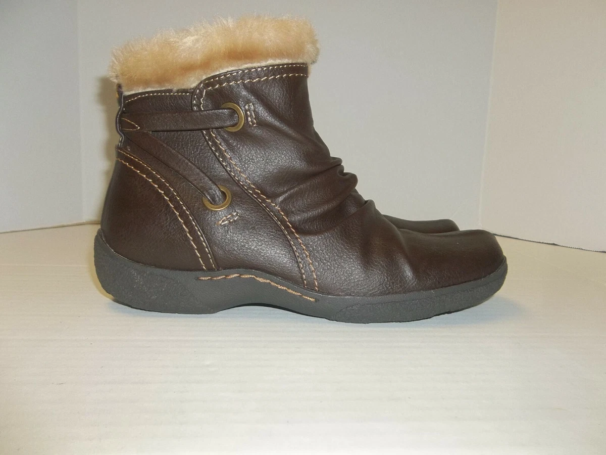 Womens Size 8M Yuu Lavanie Brown Side Zip Faux Fur Winter Ankle