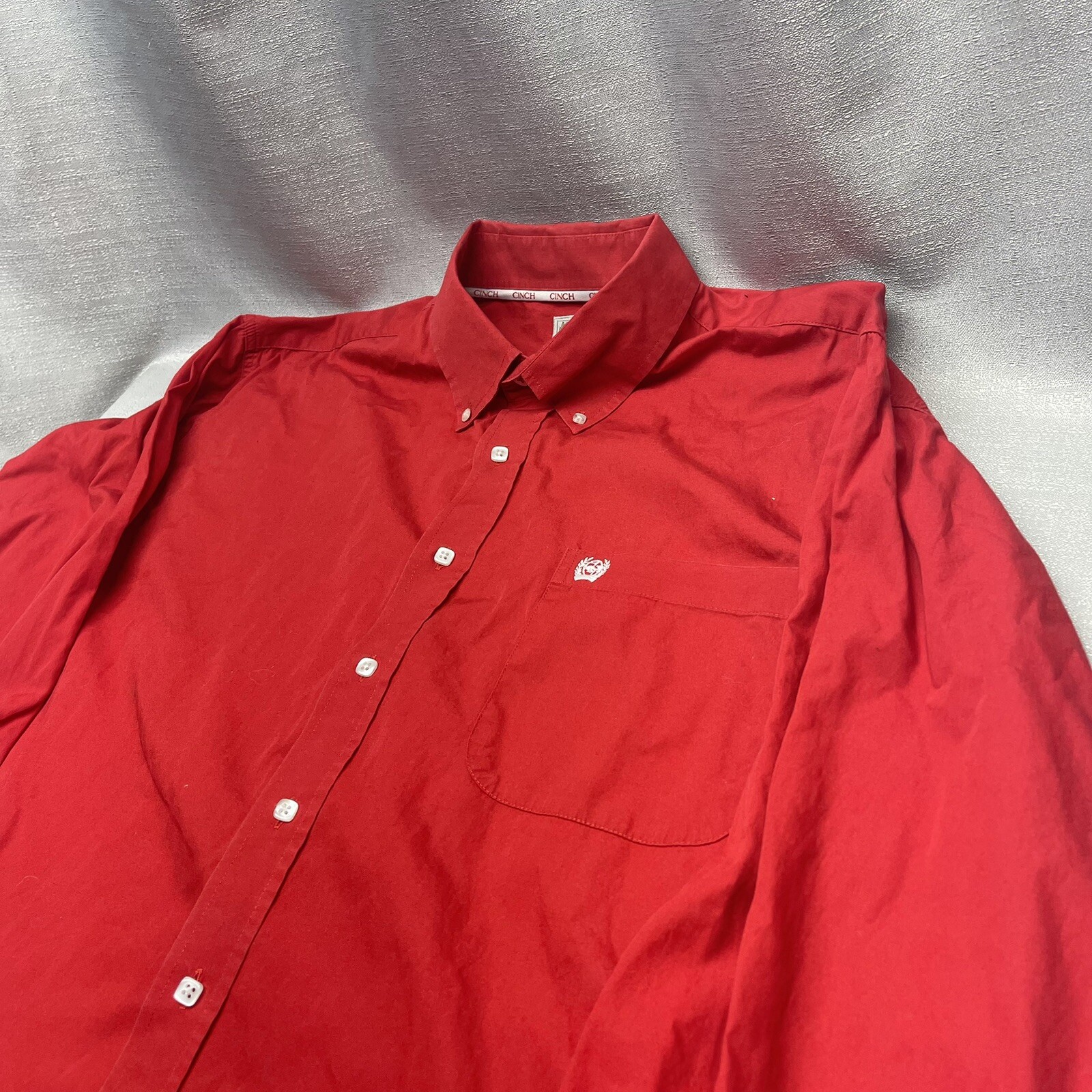 Cinch Solid Twill Red Button Down Shirt MTW706002… - image 3