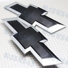 Front & Tailgate Bow tie Emblem For 16-19 Chevy Silverado 1500 Black Carbon Look