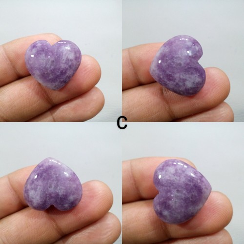 Glowing Puffy Lepidolite Heart Shape Cabochon Loose Gemstone For Making Jewelry - Picture 4 of 13