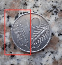 10 LIRE SPIGA DEL 1980 REPUBBLICA ITALIANA - con difetto di conio - 