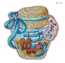 DIY Cross Stitch Kit Jar - Summer on Wood Cross Stitch Craft Set for Decor