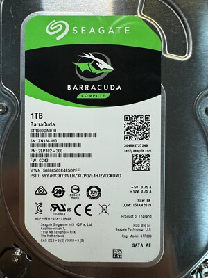 10枚セット　Seagate 1TB HDD ST1000DM010 Amazon.com: Seagate 1TB SATA 3.5 BarraCuda SingPk