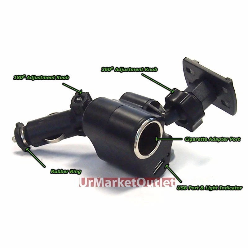 Car/SUV Universal Mount Holder+USB+Cigarette Outlet for Sony Mobile/Cell Phone - Image 4 of 4