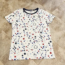 NEW The Company Store star short sleeve pajama top white red blue XXL
