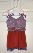 Glamour Purple Pink Red Lace Dance Costume Lyrical Dress Large Child