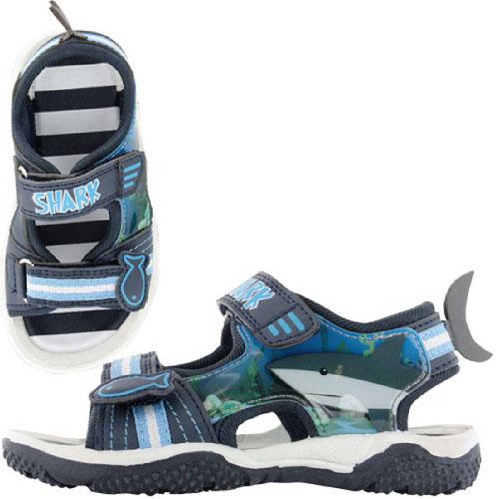 BOYS 3D FIN SHARK SPORTS SUMMER SANDALS CASUAL WALKING BEACH SHOES