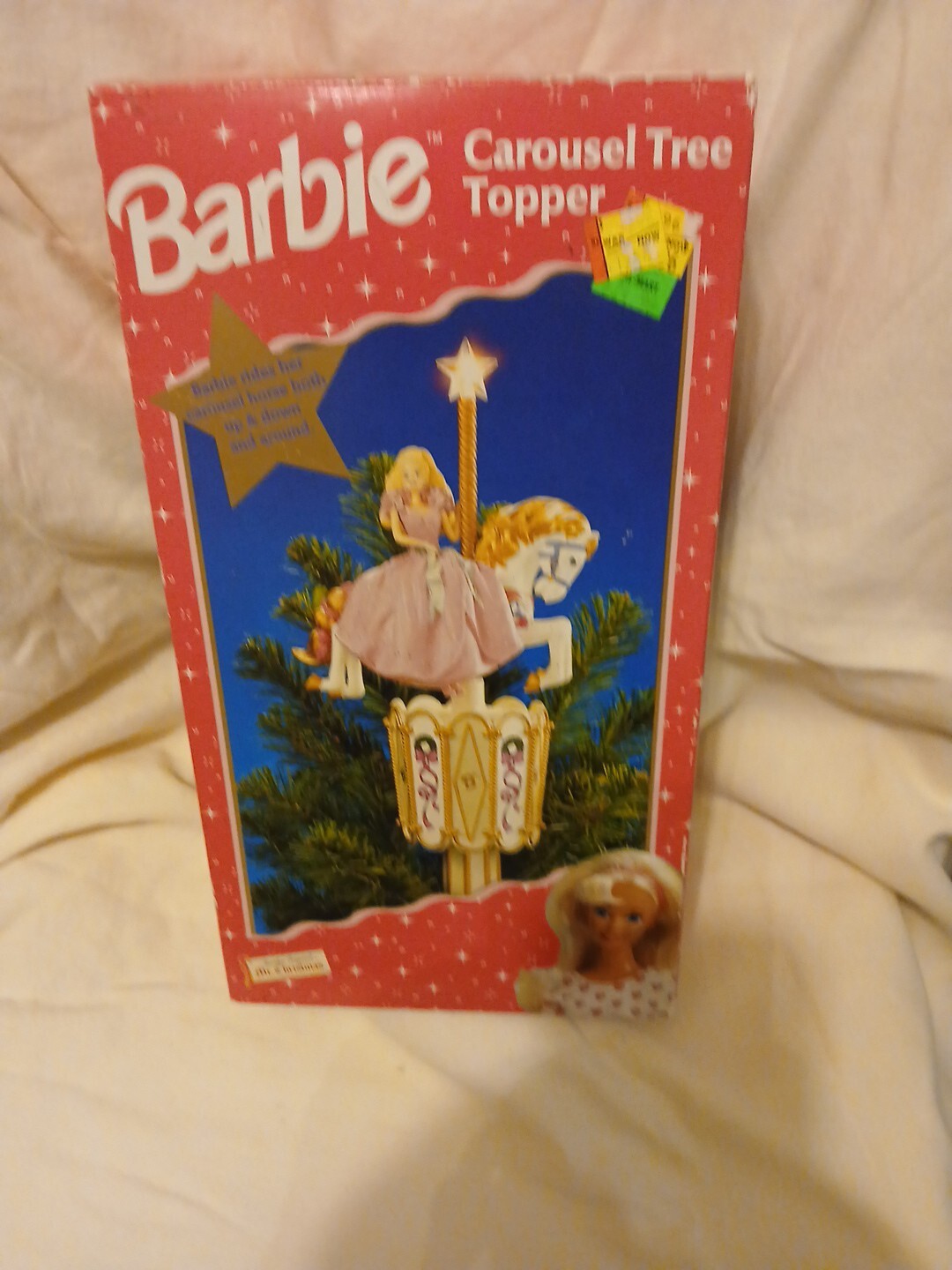 Vintage Barbie Carousel Christmas Tree Topper. Mr. Christmas 1997 Original Packg