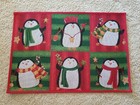 Penguins Candy Cane Stars Christmas Holly Tapestry Non Skid Accent Rug 19x27