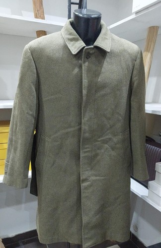 Manteau Homme En Pure Laine Vierge - Taille 44 - Gris - Style Trench - Occasion Très Bon État
