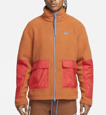 Nike Sportswear Sport Sherpa Essentials Full Zip Fleece Jacket Orange Mens L