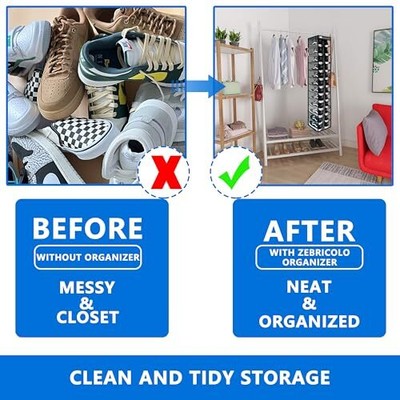 Zebricolo 12-Section Hanging Closet Organizer - Grey/Black Storage For Clothes & Accessories - View #11