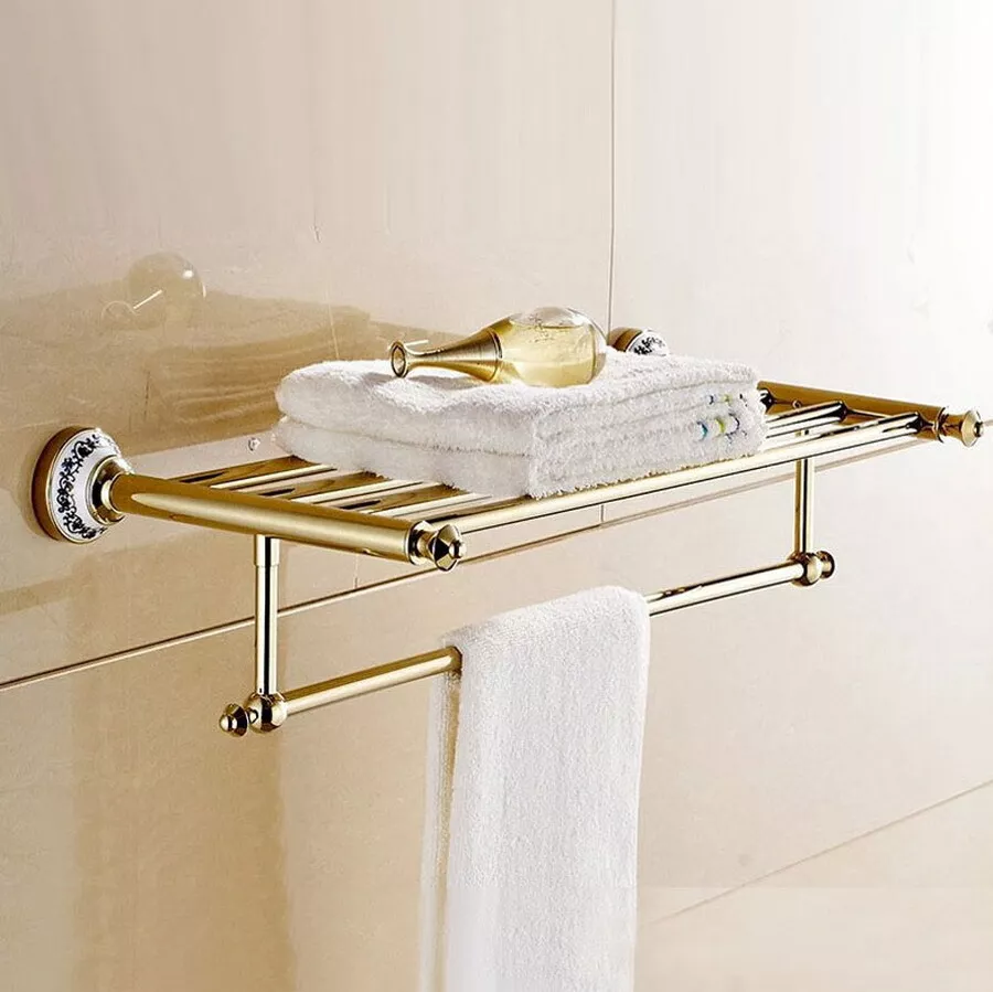 Gold wall mounted towel rail hot sale