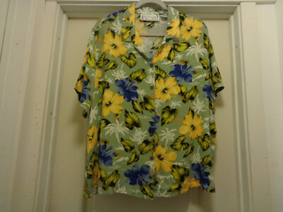ISLANDCORE VINTAGE SARAH BENTLEY HAWAIIAN STYLE RAYON BLOUSE 2X