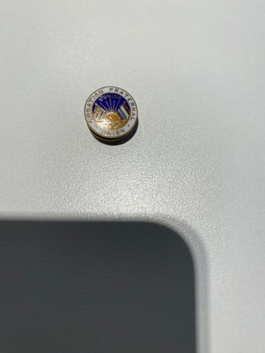 Vintage CROATIAN FRATERNAL UNION 10K GF Enamel SCREW BACK LAPEL PIN 1/2" VG ! - Picture 2 of 3