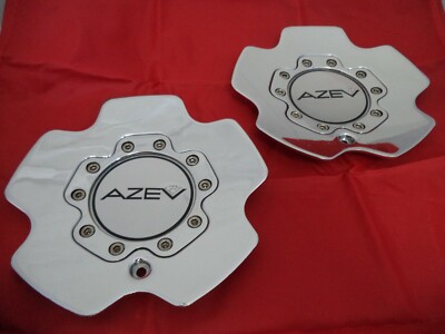 Azev Wheels Chrome Custom Wheel Center Caps # Z0124 (2 CAPS)