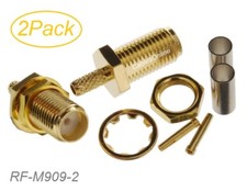 2-Pack SMA Bulkhead female RF Connector for RG316/RG174/LMR100 Coax wire