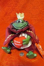 Russ Berrie Country Folks Frog Prince Charming Plush Frog with Heart NWT