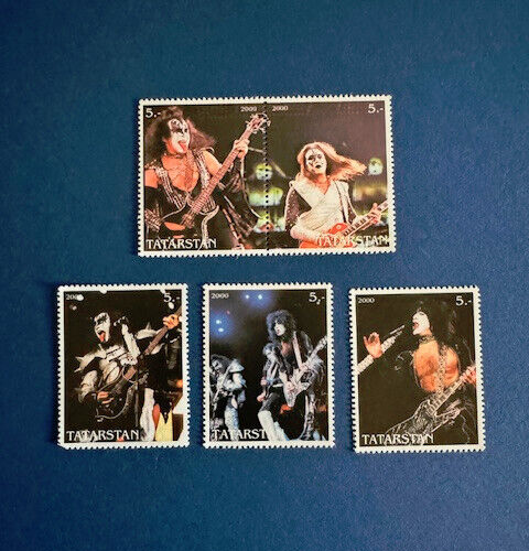 KISS 5er Set Briefmarken Gene Simmons, Paul Stanley, Ace Frehley, Tatarstan - Bild 1 von 5
