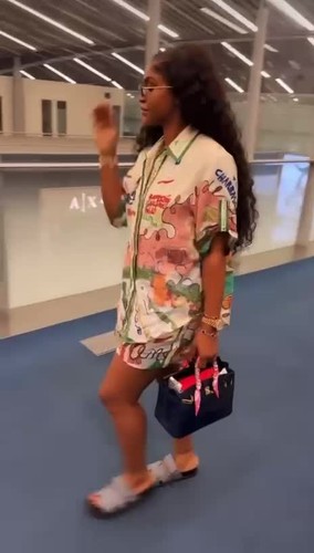 Ladies Unique Graphic Print Button-Up and Shorts Set - Video 1 of 1