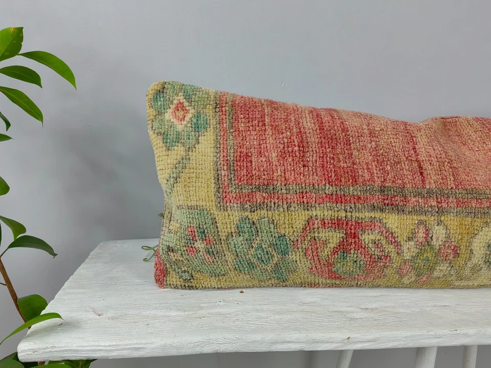 LONG BOLSTER PILLOW TURKISH RUG PILLOW LONG BED PILLOW LONG LUMBAR PILLOW DECOR - Image 3 of 4