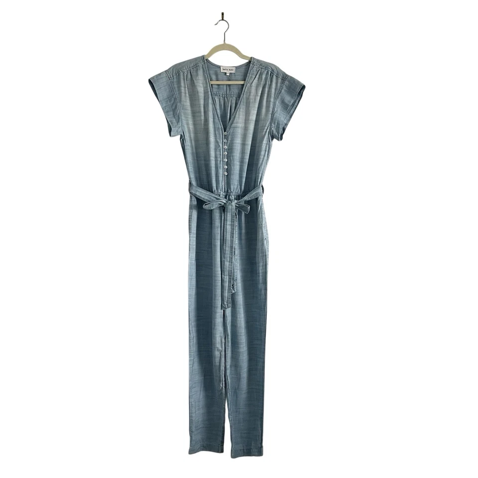 Bella Dahl Cap Sleeve Jumpsuit in Shoreline Ombre Wash Super-soft Chambray Sz M - Image 2 of 4
