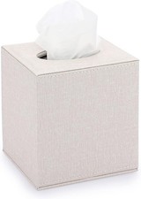 Square Linen Tissue Box Cover Stylish Cube Tissue Box Holder W/ Magnetic Bottom