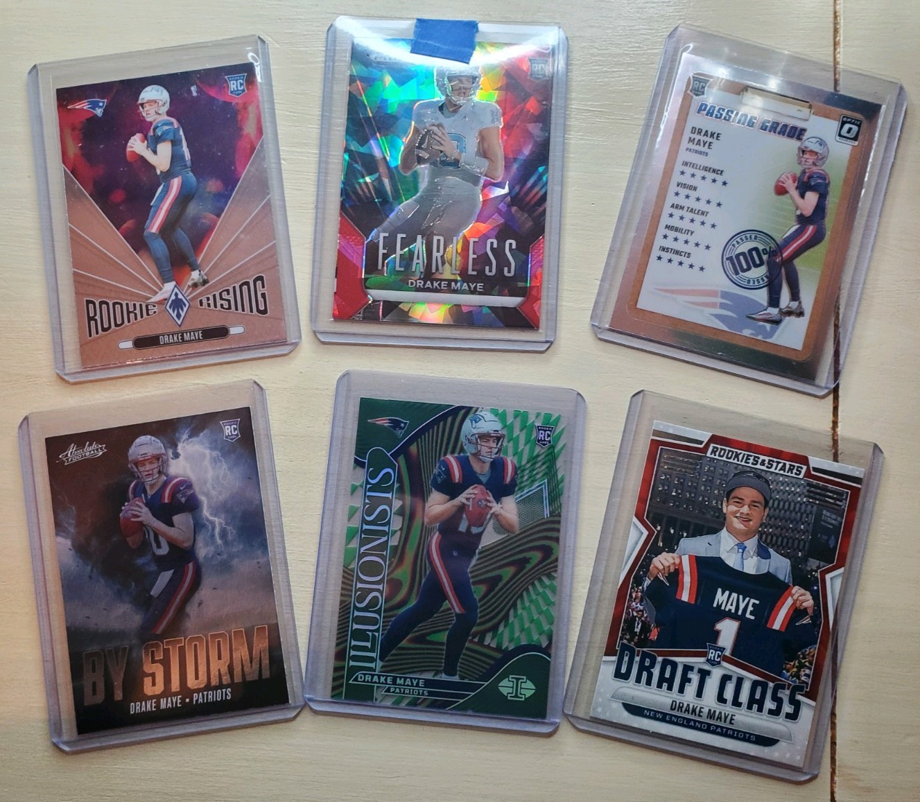 2024 Drake Maye 6-Card Rookie Lot Featuring Fearless Cracked Ice Prizm (6x RC)