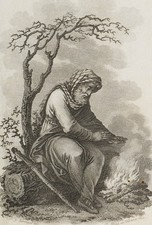 Cabbage (*1754) after Kininger (*1767), Shepherd by the Fire, 1802, Wheel. romance