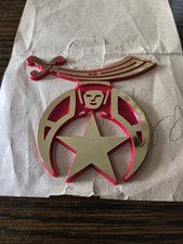 Masonic Shriner Car Auto Emblem Molded Plastic Red  Gold Vintage
