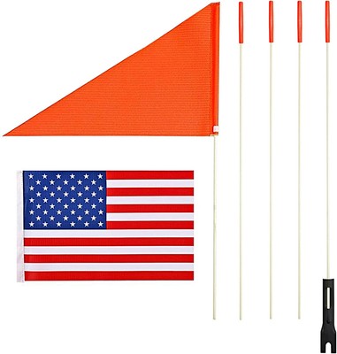 Bike USA Safety Flag 6 Foot Heavy Duty Fiberglass Pole Full Color Orange 