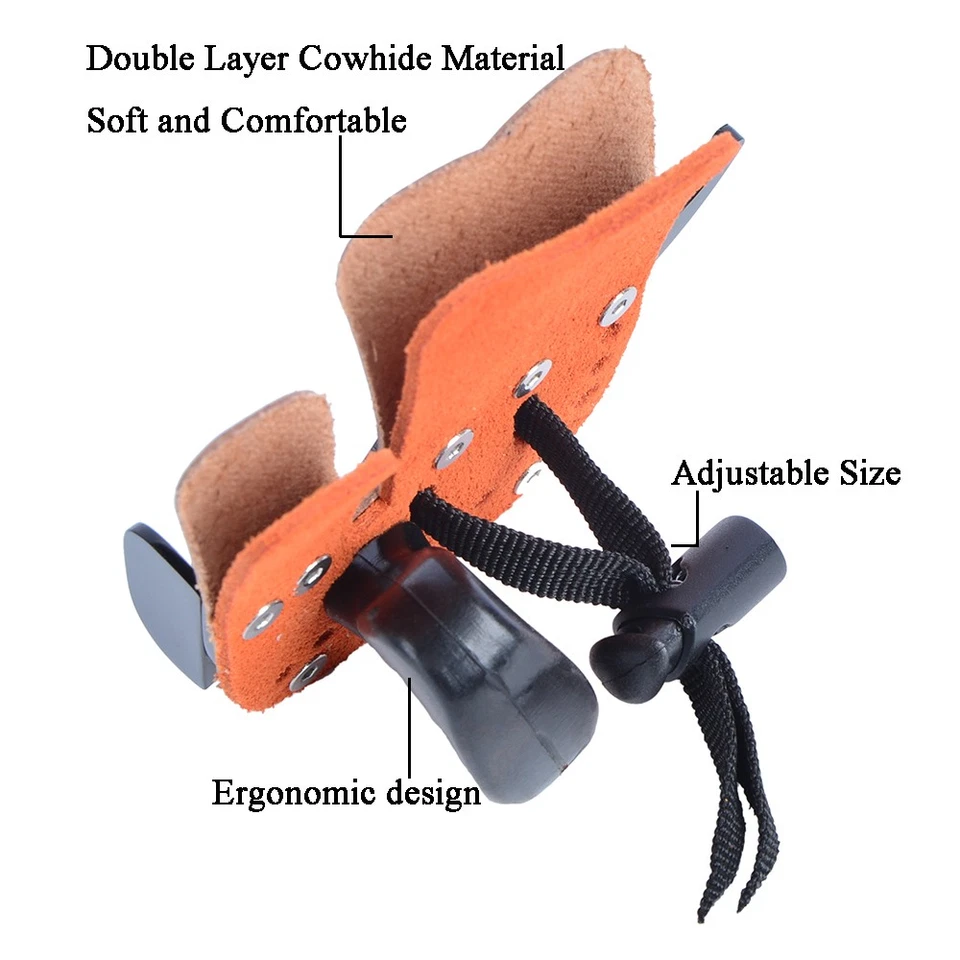 Archery Finger Tab Gurards Cow Leather Protector Gear Glove Bow Hunting Target - Image 4 of 4
